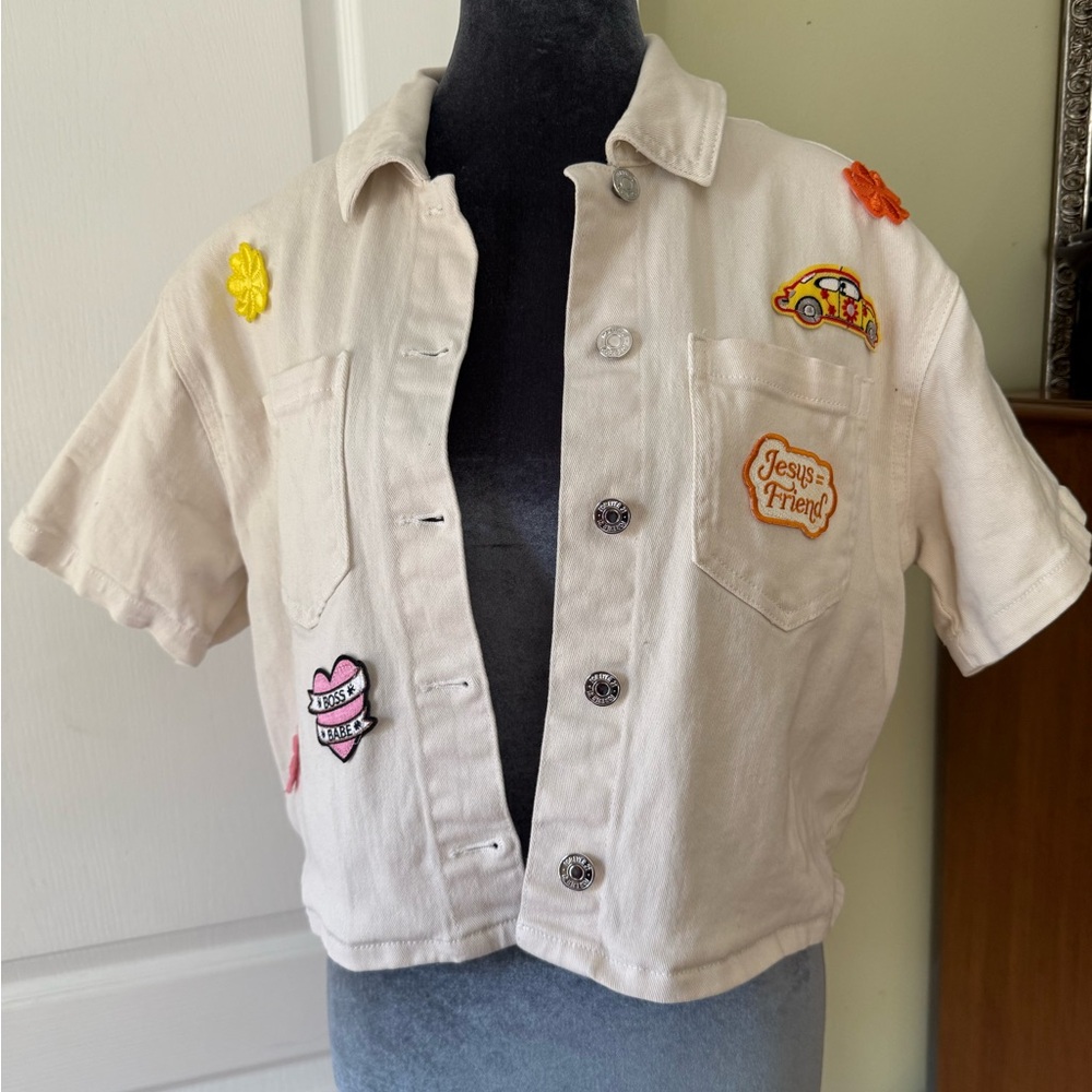 Cream Jacket with Floral Logo